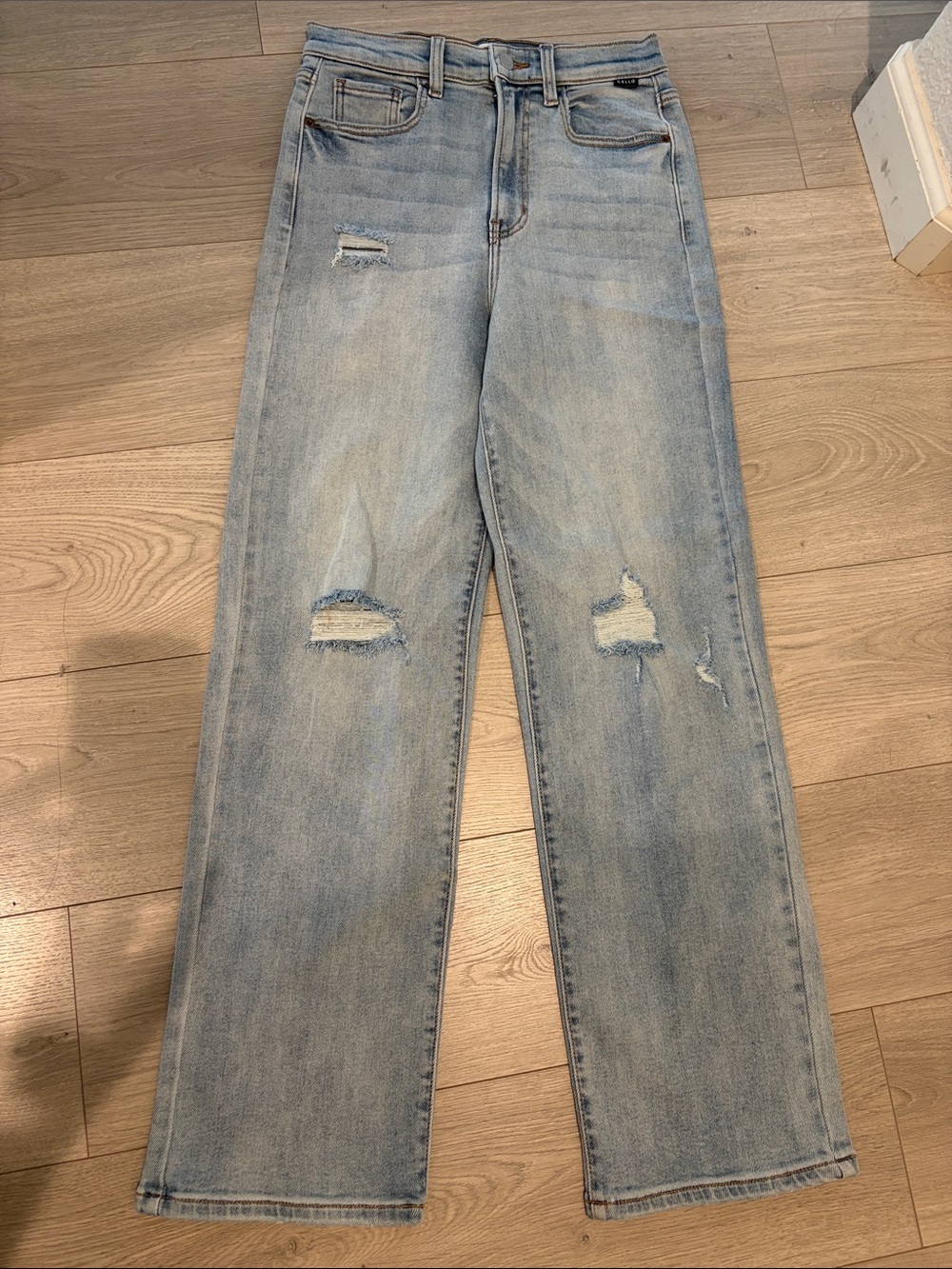 Cello Light Blue Straight-Leg Distressed Jeans